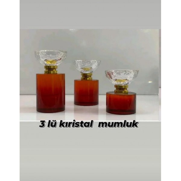 3 lü Mirano Kıristal Mumluk